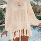 DOUBLE TAKE Openwork Tassel Hem Long Sleeve Knit Cover Up at Bella Road