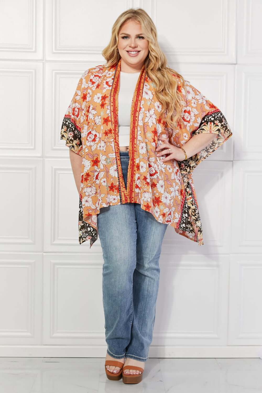 JUSTIN TAYLOR Peachy Keen Cover-Up Kimono at Bella Road