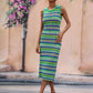 BELLA ROAD Striped Round Neck Sleeveless Midi Cover Up Dress at Bella Road