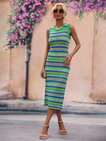 BELLA ROAD Striped Round Neck Sleeveless Midi Cover Up Dress at Bella Road