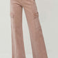 High rise wide leg cargo jeans with stylish pockets, perfect for casual outings and modern flair.