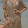 Openwork Half Sleeve Cover-Up - Khaki