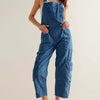 Bella Road Pocketed Wide Strap Denim Overalls - Medium