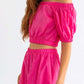 TASHA APPAREL Off Shoulder Crop Top and Ruffled Shorts Set at Bella Road