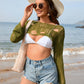 BELLA ROAD Distressed Boat Neck Long Sleeve Cover Up at Bella Road