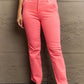 Risen Jeans Kenya High Waist Side Twill Straight Jeans in pink, showcasing a stylish high-rise fit and elegant side twill detailing.