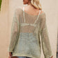 BELLA ROAD Openwork Round Neck Long Sleeve Cover Up at Bella Road