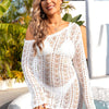 Openwork Single Shoulder Cover-Up - White