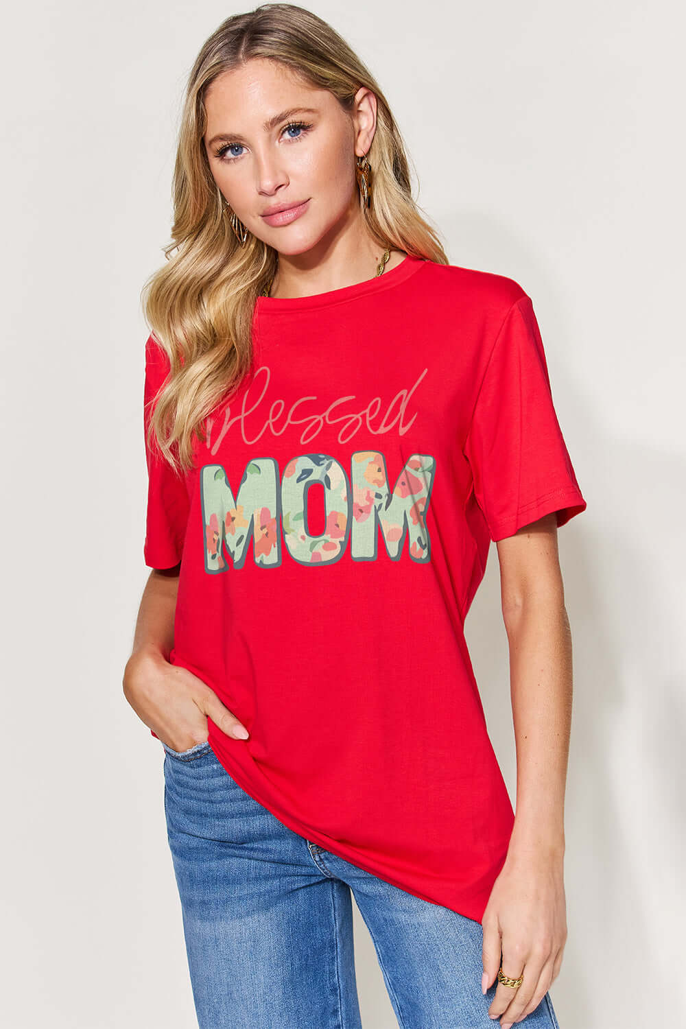 SIMPLY LOVE Full Size Letter Graphic Round Neck Short Sleeve T-Shirt at Bella Road