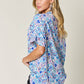 DOUBLE TAKE Full Size Printed V-Neck Short Sleeve Blouse at Bella Road