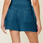 DOUBLE TAKE Full Size Texture Raw Trim Drawstring Shorts at Bella Road