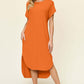 DOUBLE TAKE Full Size Round Neck Short Sleeve Slit Dress at Bella Road