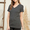 V-Neck Short Sleeve T-Shirt - Charcoal