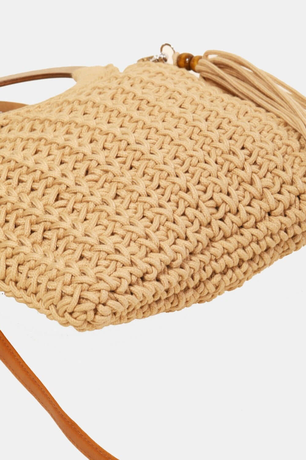 FAME Crochet Knit Convertible Tote Bag with Tassel at Bella Road