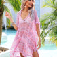 BELLA ROAD Slit Openwork V-Neck Cover Up at Bella Road