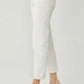 White RISEN High Waist Rolled Hem Straight Jeans showcasing side profile with comfortable fit and trendy rolled hem.