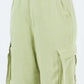 Light green linen wide leg cargo pants with pockets for women