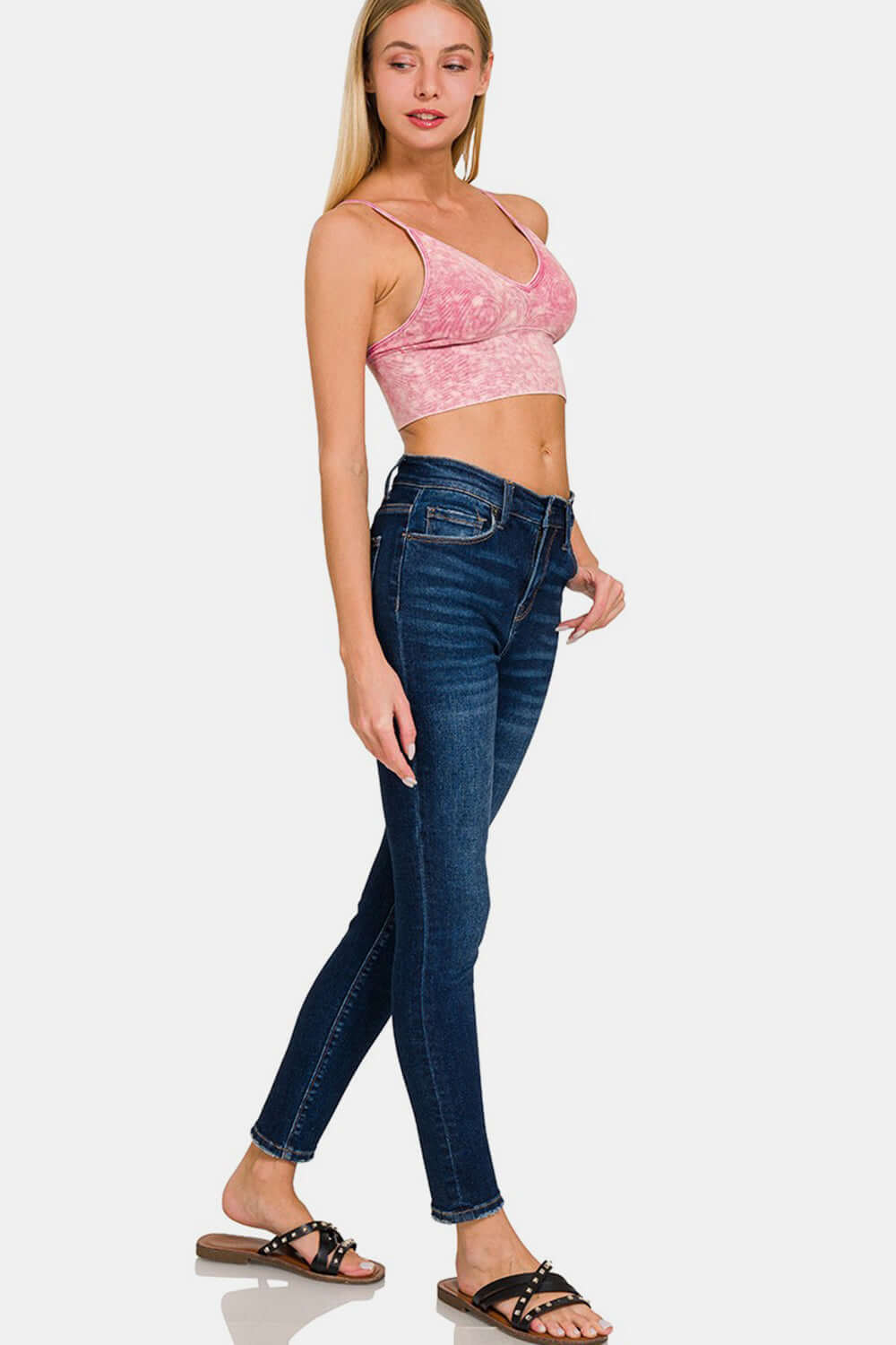 ZENANA Washed Ribbed Bra Padded Cami at Bella Road