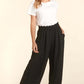 Elastic Waist Wide Leg Pants with Pockets