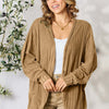 Basic Bae Ribbed Cocoon Cardigan - Khaki