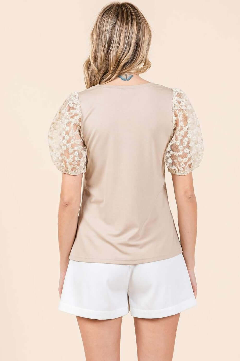 MITTOSHOP Round Neck Puff Short Sleeve Top at Bella Road