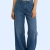 Bella Road Washed Wide Leg Jeans - Dark Blue