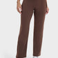 Millennia Pocketed High Waist Active Pants in brown, featuring a comfortable fit and functional pockets for essentials.