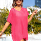 BELLA ROAD Slit V-Neck Short Sleeve Cover Up at Bella Road