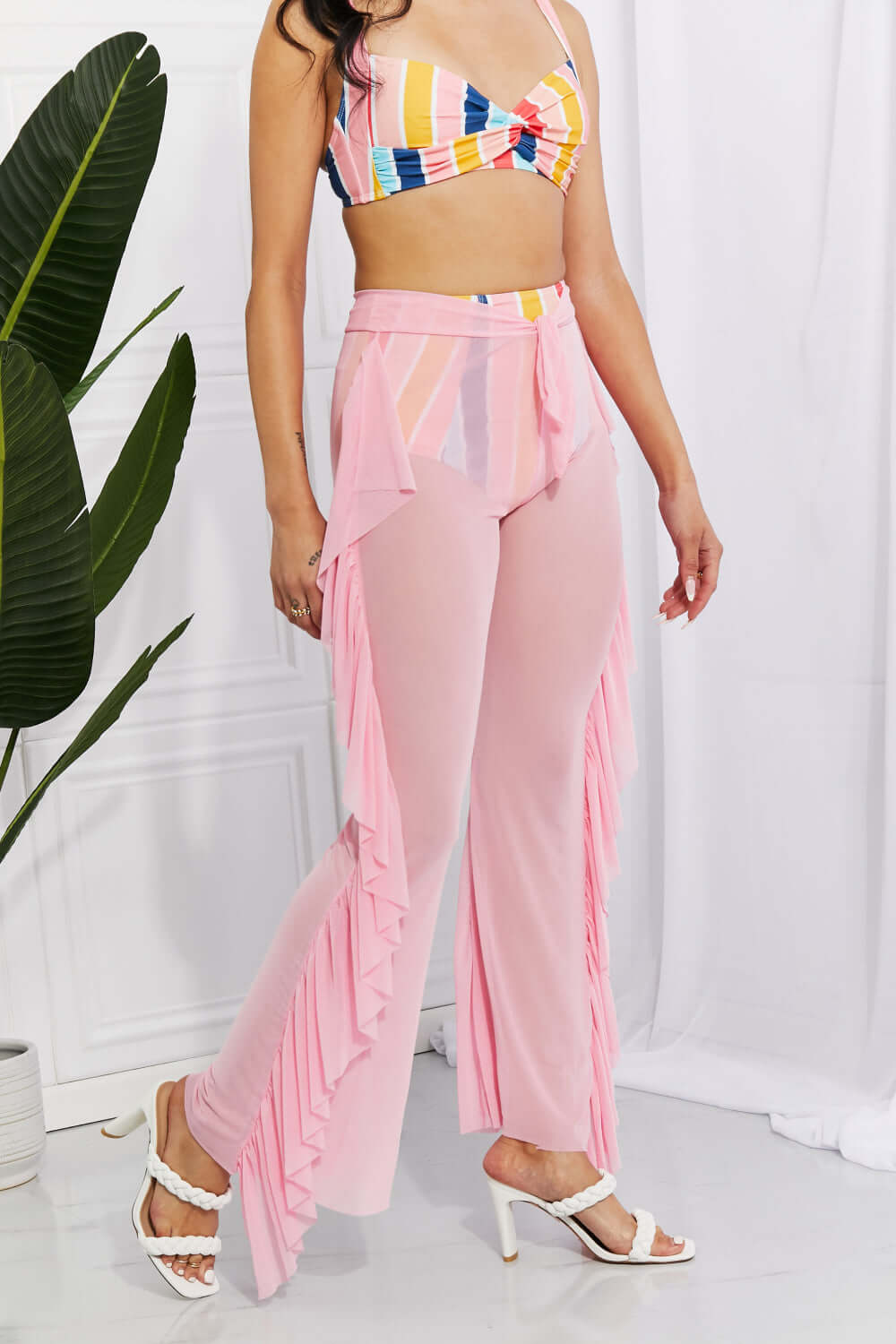 MARINA WEST SWIM Take Me To The Beach Mesh Ruffle Cover-Up Pants at Bella Road