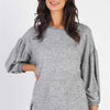 Drop Shoulder Puff Sleeve Top - Heather Grey