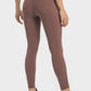 Stylish Millennia V-Waist Yoga Leggings with pockets, perfect for workouts and everyday wear in a solid brown color.