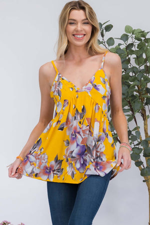 CELESTE Full Size Floral V-Neck Cami at Bella Road