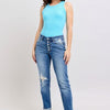 Judy Blue Full Size Button Fly Distressed Jeans with Pockets Plus Size - Medium