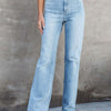 Bella Road Washed Straight Leg Jeans - Light Blue