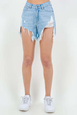 High Waist Fringed Hem Denim Shorts with Bohemian Style for Summer Wardrobe