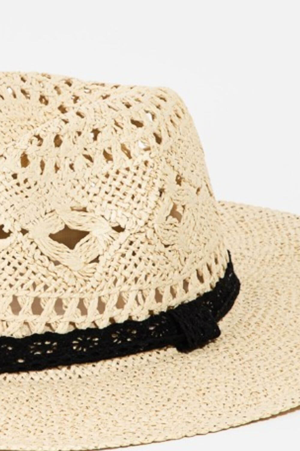 FAME Openwork Lace Detail Wide Brim Hat at Bella Road