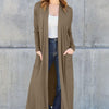 Open Front Long Sleeve Cover Up - Brown