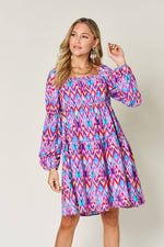 DOUBLE TAKE Full Size Printed Long Sleeve Dress at Bella Road