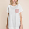 Contrast Striped Short Sleeve T-Shirt - Berry