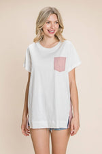 COTTON BLEU Contrast Striped Short Sleeve T-Shirt at Bella Road