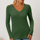 Basic Bae Ribbed V-Neck Long Sleeve T-Shirt