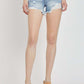 High rise distressed denim shorts by Risen Jeans for a trendy summer look. Perfectly paired with a tank top and sandals.