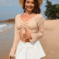 BELLA ROAD Drawstring Openwork Long Sleeve Cover-Up at Bella Road