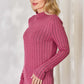 Ribbed Mock Neck Long Sleeve T-Shirt