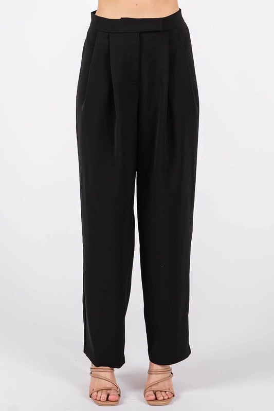 GEEGEE High-Waisted Pleated Pants at Bella Road
