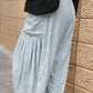 Bella Road drawstring wide leg jeans with pockets in light wash cotton, side view showcasing comfort and style.