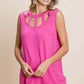 BIBI Cutout Round Neck Sleeveless Top at Bella Road