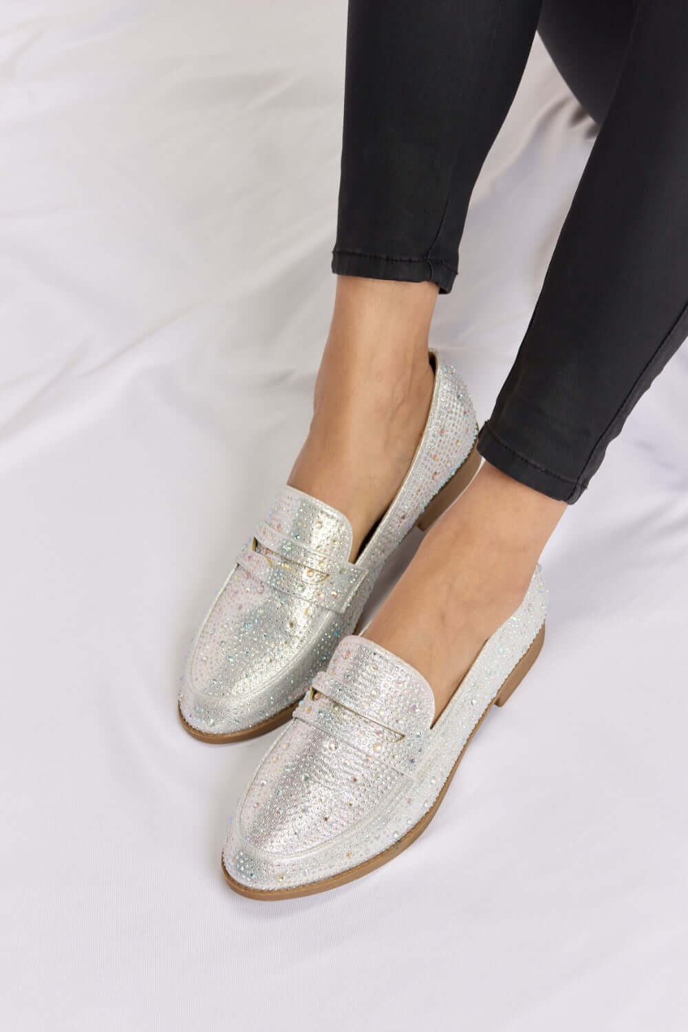 FOREVER LINK Rhinestone Point Toe Loafers at Bella Road