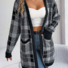 Bella Road Plaid Open Front Long Sleeve Cardigan - Black