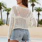 BELLA ROAD Fringe Trim Openwork Long Sleeve Cover-Up at Bella Road